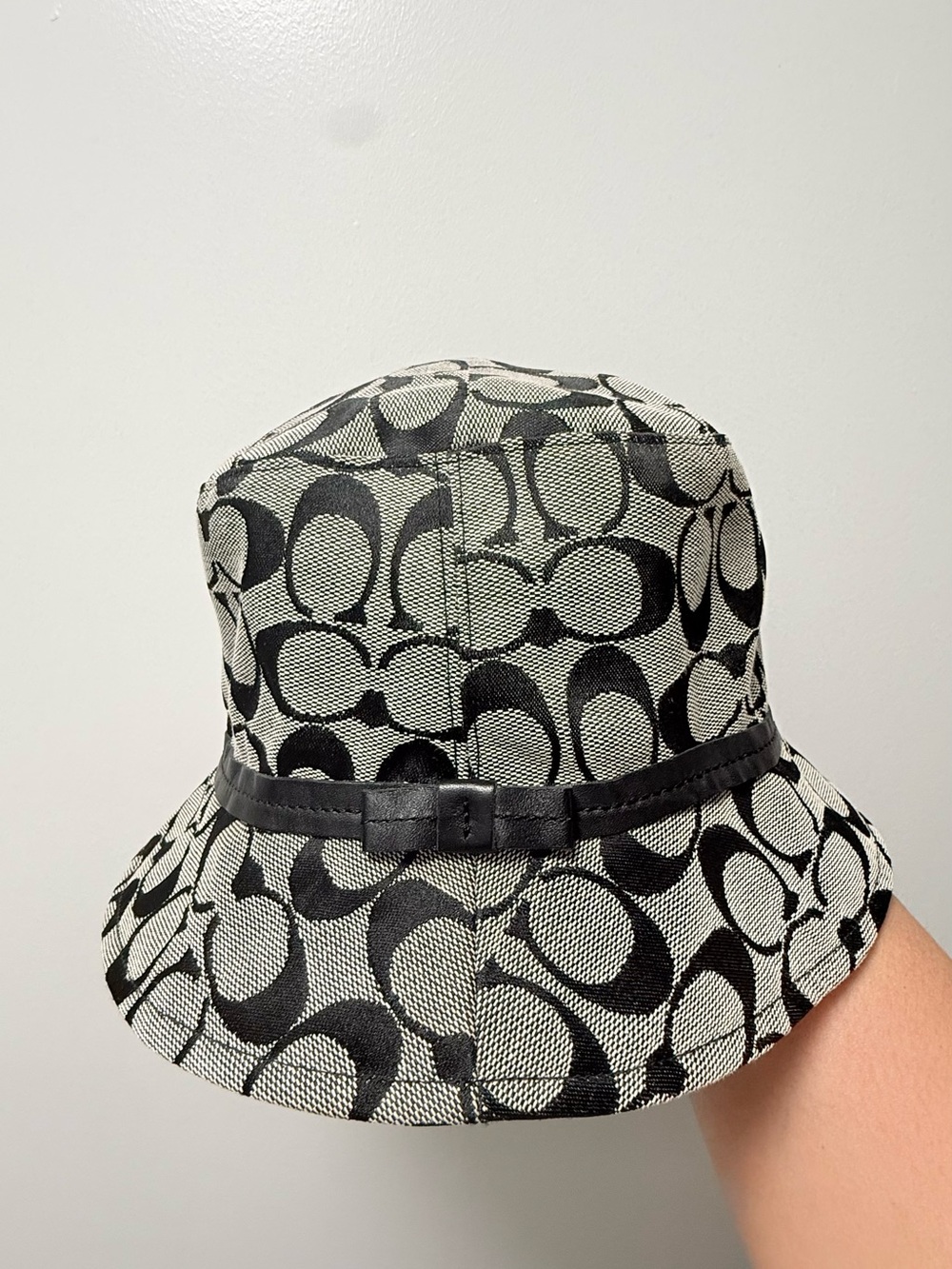 Y2K Coach Black & Cream Signature Logo Bucket Hat